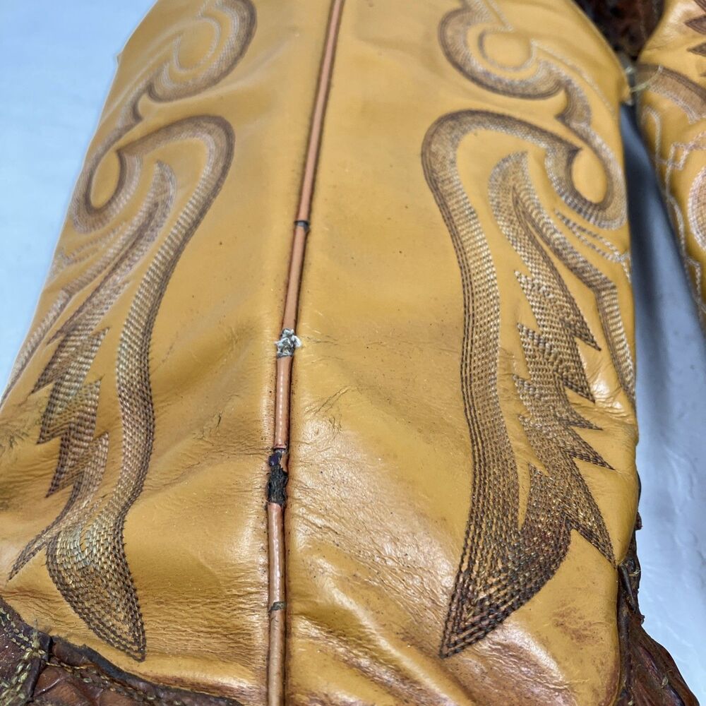 Vintage 80s Cowtown Lizard Skin Western Leather Cowboy Boots Men’s 8.5 D Brown - Picture 9 of 16